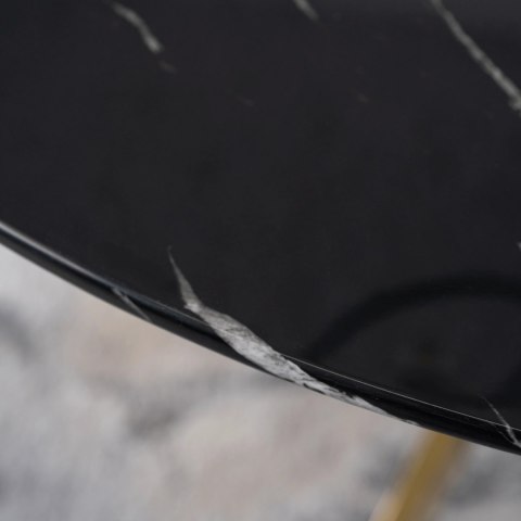 Stół BALI Szklany 100 cm Czarny Marmur/Złoty