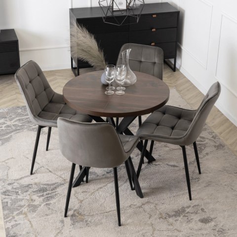 Stół DORIAN Rozkładany 80-160 cm Orzech/Czarny