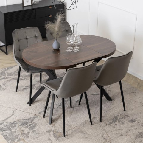 Stół DORIAN Rozkładany 80-160 cm Orzech/Czarny