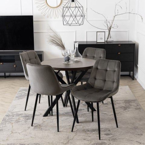 Stół DORIAN Rozkładany 80-160 cm Orzech/Czarny