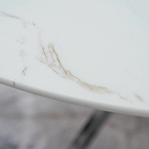 Stół SOUL Szklany 100 cm Biały Marmur/Srebrny