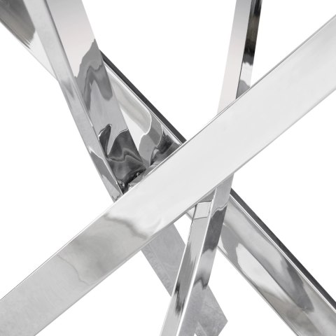 Stół SOUL Szklany 100 cm Biały Marmur/Srebrny