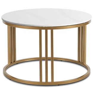 Stolik Ceramiczny KORIN Biały Połysk/Złoty