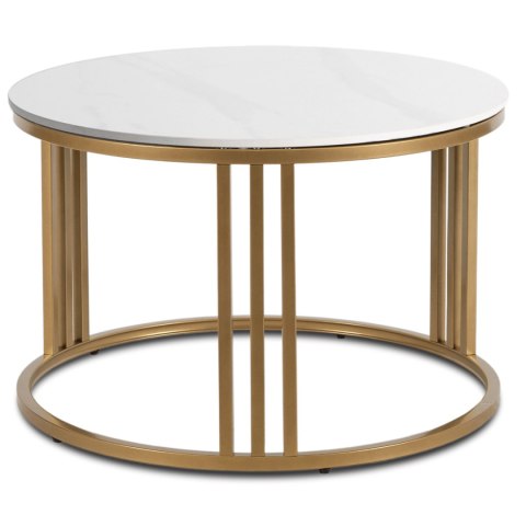 Stolik Ceramiczny KORIN Biały Połysk/Złoty