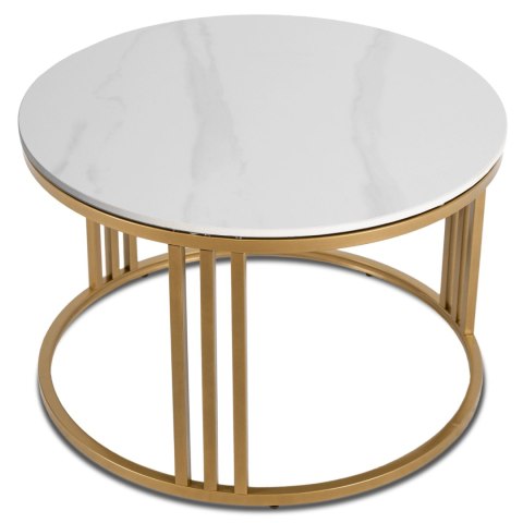 Stolik Ceramiczny KORIN Biały Połysk/Złoty
