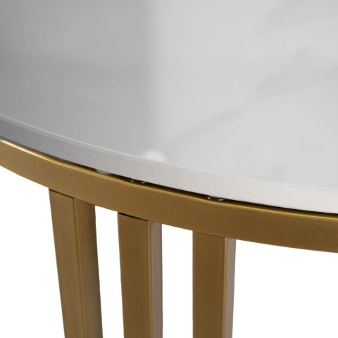 Stolik Ceramiczny KORIN Biały Połysk/Złoty