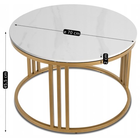 Stolik Ceramiczny KORIN Biały Połysk/Złoty