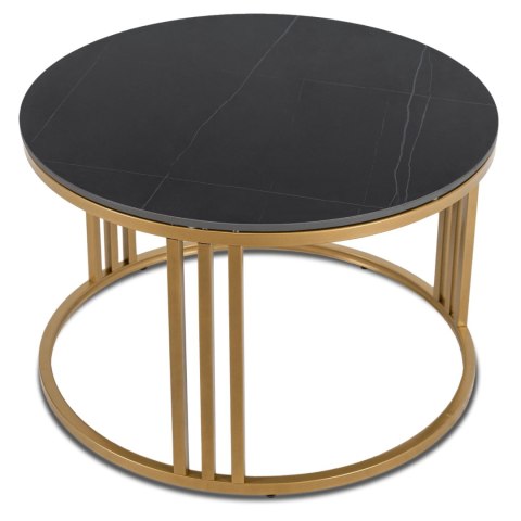 Stolik Ceramiczny KORIN Czarny Marmur/Złoty