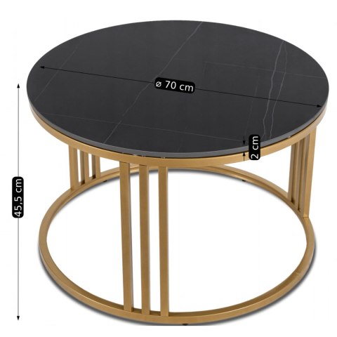 Stolik Ceramiczny KORIN Czarny Marmur/Złoty