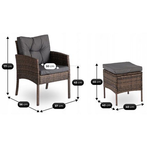 Zestaw Mebli Ogrodowych ATLANTA Brązowy