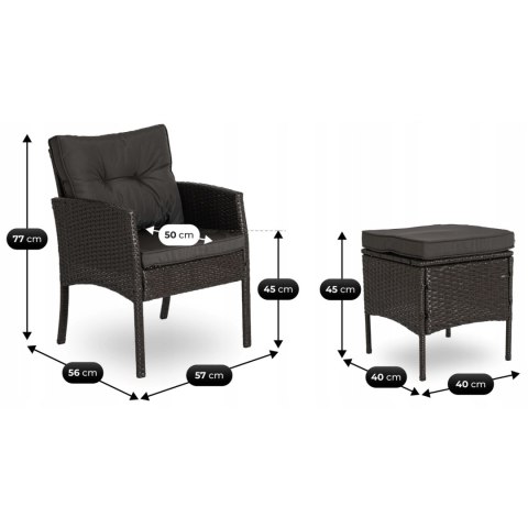 Zestaw Mebli Ogrodowych ATLANTA Czarny