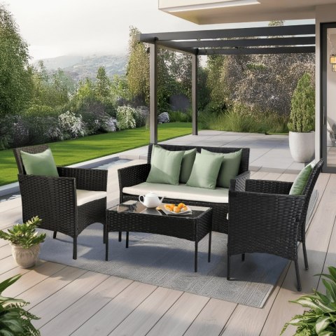 Zestaw Mebli Ogrodowych MISSISIPI Czarny/Beżowy