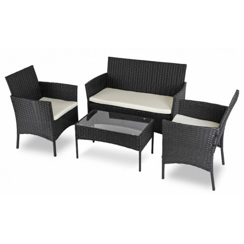 Zestaw Mebli Ogrodowych MISSISIPI Czarny/Beżowy