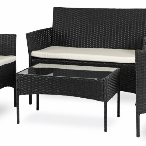 Zestaw Mebli Ogrodowych MISSISIPI Czarny/Beżowy