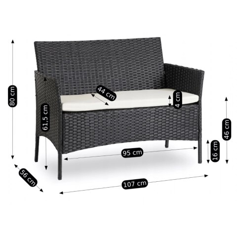 Zestaw Mebli Ogrodowych MISSISIPI Czarny/Beżowy