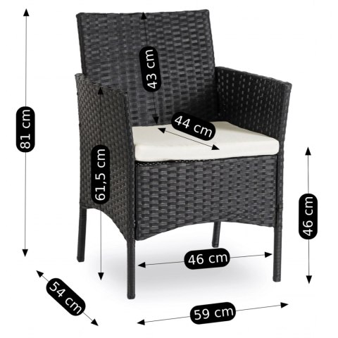 Zestaw Mebli Ogrodowych MISSISIPI Czarny/Beżowy