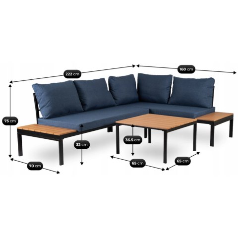 Zestaw Mebli Ogrodowych NORMAN Granatowy/Czarny