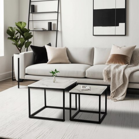 Zestaw Stolików ORI Biały Marmur