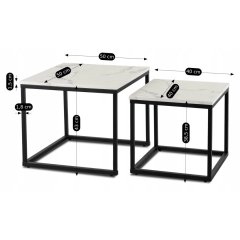 Zestaw Stolików ORI Biały Marmur