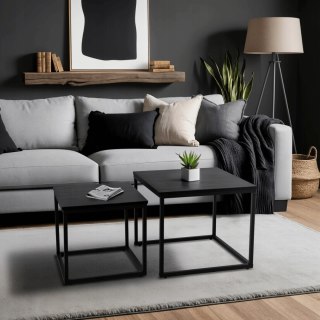 Zestaw Stolików Kawowych TEVET Czarny do Salonu Loft
