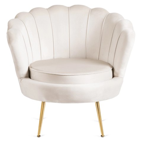 Fotel GRAND z Podnóżkiem Kremowy Welurowy