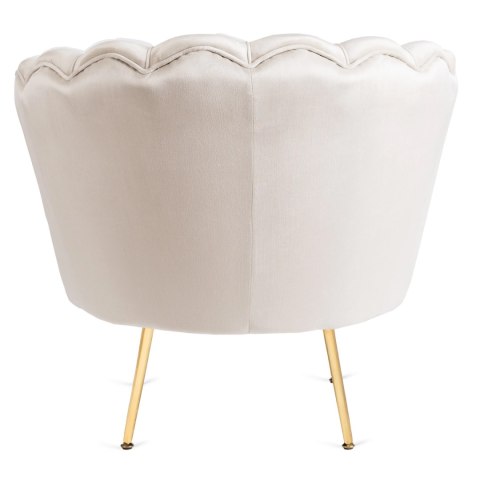 Fotel GRAND z Podnóżkiem Kremowy Welurowy