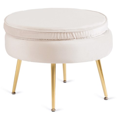 Fotel GRAND z Podnóżkiem Kremowy Welurowy