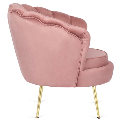 Fotel GRAND z Podnóżkiem Różowy Welurowy