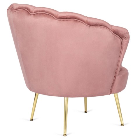 Fotel GRAND z Podnóżkiem Różowy Welurowy