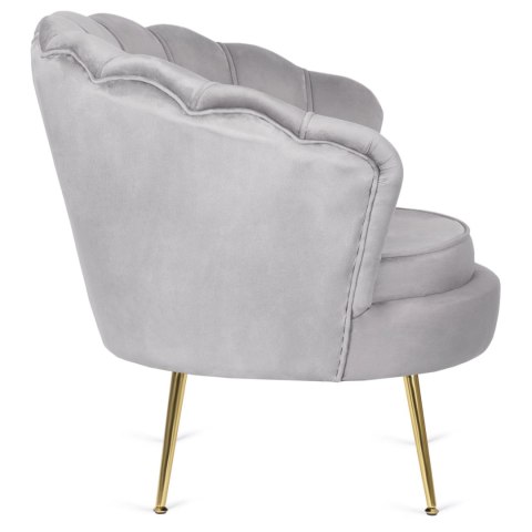 Fotel Wypoczynkowy GRAND z Podnóżkiem Muszelka Szary Welurowy Glamour