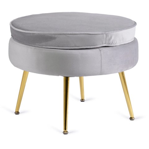 Fotel Wypoczynkowy GRAND z Podnóżkiem Muszelka Szary Welurowy Glamour