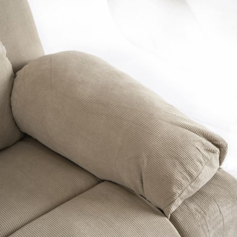 Fotel Masujący Elektrycznie Rozkładany FENIX z Funkcją Wstawania Beżowy Sztruksowy