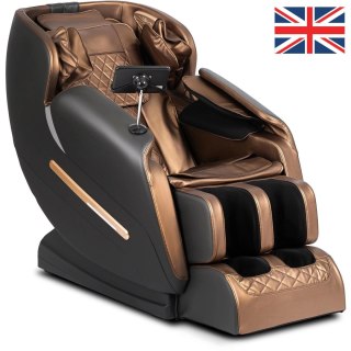 Fotel Masujący VX MAX Wypoczynkowy Brązowy Ekoskóra Nowoczesny Angielski
