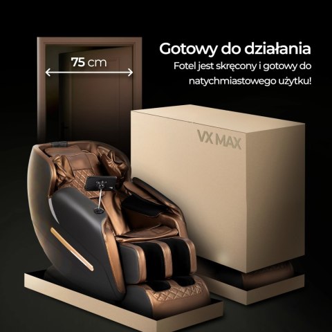 Fotel Masujący VX MAX Wypoczynkowy Brązowy Ekoskóra Nowoczesny Angielski