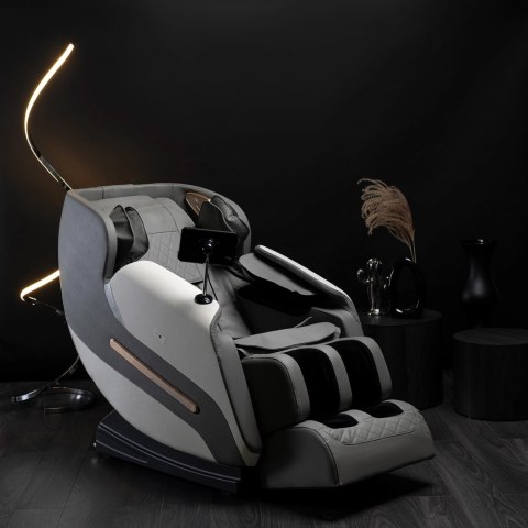 Fotel Masujący VX MAX Wypoczynkowy Szary Ekoskóra Nowoczesny Angielski