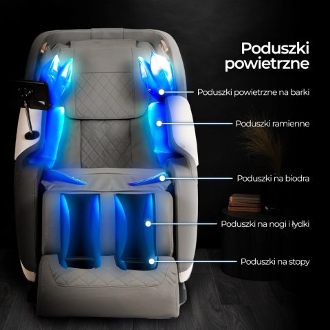 Fotel Masujący VX MAX Wypoczynkowy Szary Ekoskóra Nowoczesny Angielski