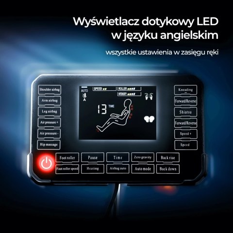 Fotel Masujący VX MAX Wypoczynkowy Szary Ekoskóra Nowoczesny Angielski