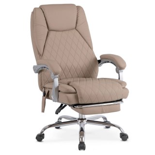 Fotel Biurowy Masujący z Funkcją Podgrzewania GIORGIO Obrotowy Beżowy Ekoskóra Nowoczesny