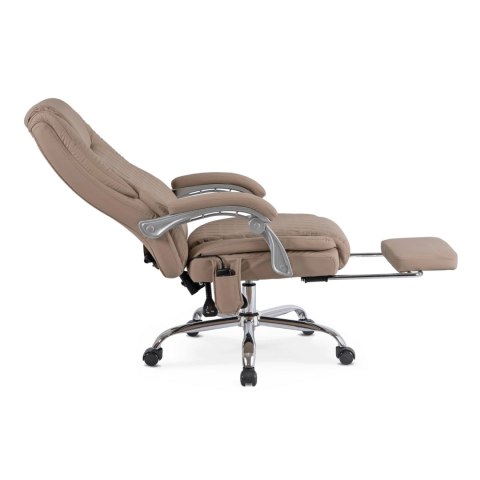 Fotel Biurowy Masujący z Funkcją Podgrzewania GIORGIO Obrotowy Beżowy Ekoskóra Nowoczesny