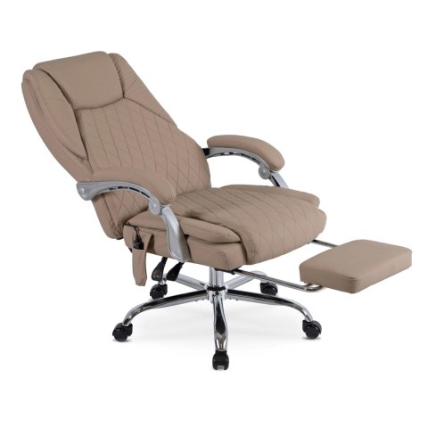Fotel Biurowy Masujący z Funkcją Podgrzewania GIORGIO Obrotowy Beżowy Ekoskóra Nowoczesny