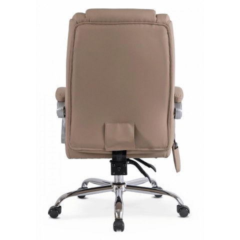 Fotel Biurowy Masujący z Funkcją Podgrzewania GIORGIO Obrotowy Beżowy Ekoskóra Nowoczesny