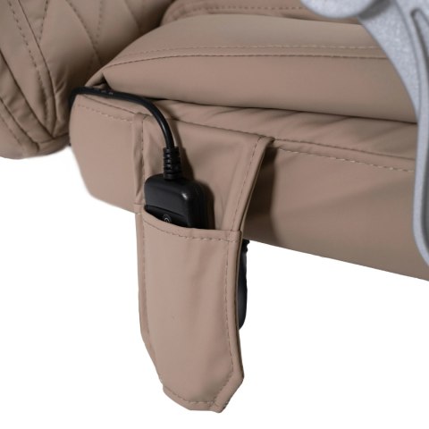 Fotel Biurowy Masujący z Funkcją Podgrzewania GIORGIO Obrotowy Beżowy Ekoskóra Nowoczesny