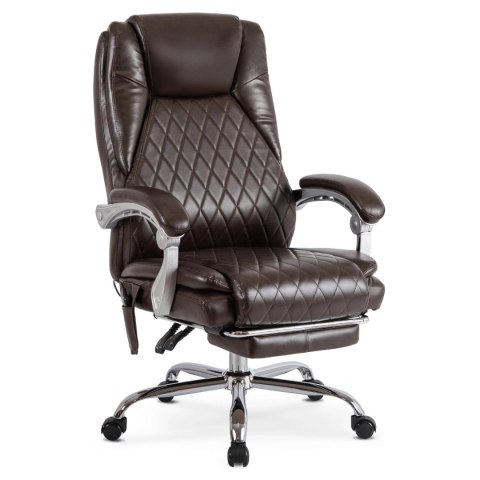 Fotel Obrotowy GIORGIO Masujący Podgrzewany Brązowy