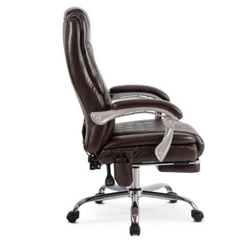 Fotel Obrotowy GIORGIO Masujący Podgrzewany Brązowy