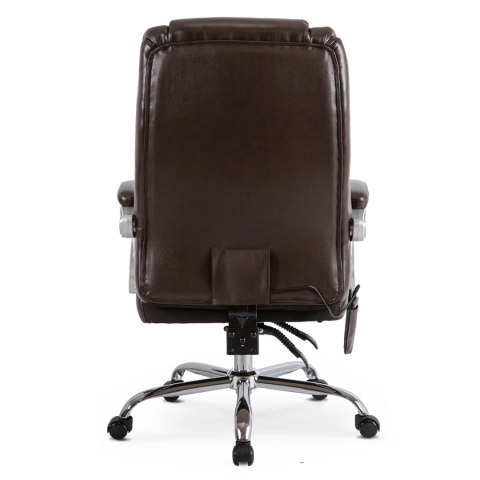 Fotel Obrotowy GIORGIO Masujący Podgrzewany Brązowy