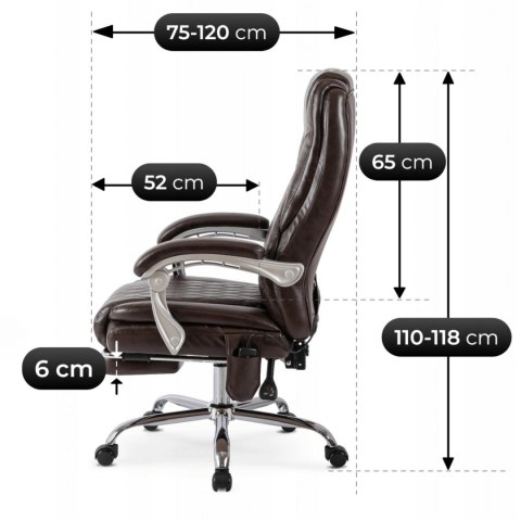 Fotel Obrotowy GIORGIO Masujący Podgrzewany Brązowy
