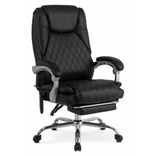 Fotel Biurowy Masujący z Funkcją Podgrzewania GIORGIO Obrotowy Czarny Ekoskóra Nowoczesny