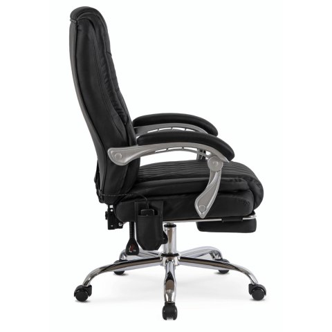 Fotel Biurowy Masujący z Funkcją Podgrzewania GIORGIO Obrotowy Czarny Ekoskóra Nowoczesny