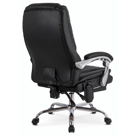 Fotel Biurowy Masujący z Funkcją Podgrzewania GIORGIO Obrotowy Czarny Ekoskóra Nowoczesny