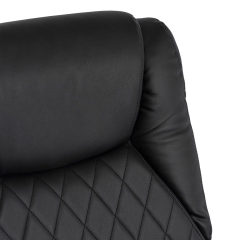Fotel Biurowy Masujący z Funkcją Podgrzewania GIORGIO Obrotowy Czarny Ekoskóra Nowoczesny